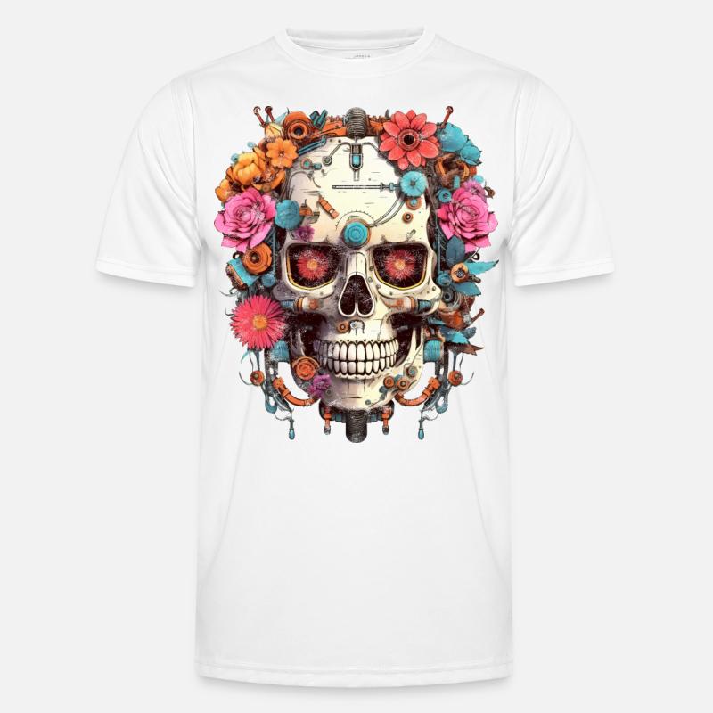 Cyborg Skull Robot Android Sugar Skull Men's Functional T-Shirt