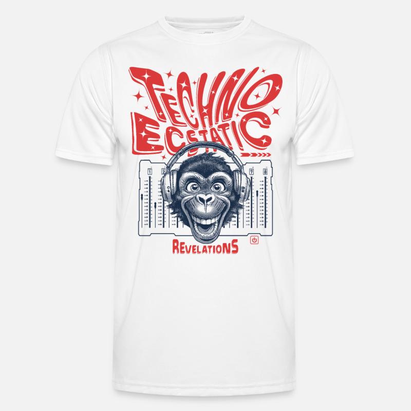 Techno Ecstatic Revelations DJ Shirt - Men's Functional T-Shirt - white