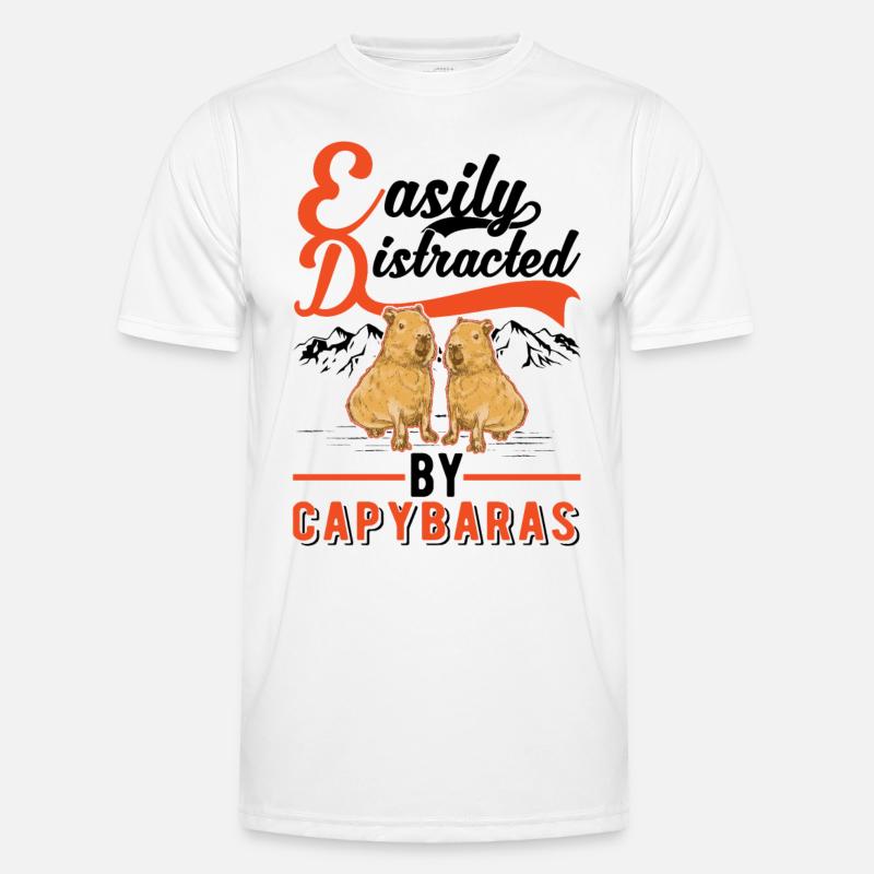 Easily distracted by Capybaras - Männer Funktions-T-Shirt - Weiß