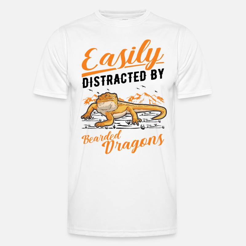 Easily distracted by Bearded Dragons Bartagame - Men's Functional T-Shirt - white