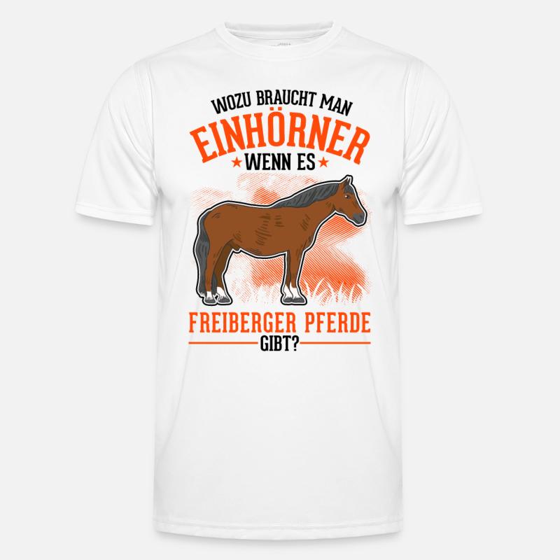 Freiberger Pferd Einhorn - Männer Funktions-T-Shirt - Weiß