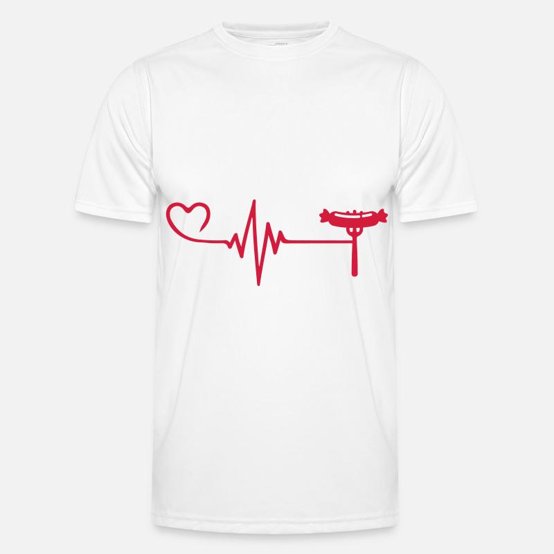 Currywurst Fleisch Puls herzschlag liebe - Männer Funktions-T-Shirt - Weiß