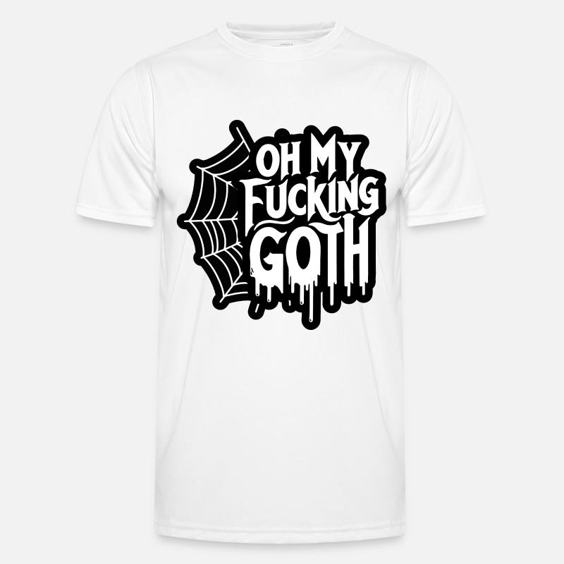 Edgy Gothic Slogan Tee - Bold Statement Spiderweb - Men's Functional T-Shirt - white