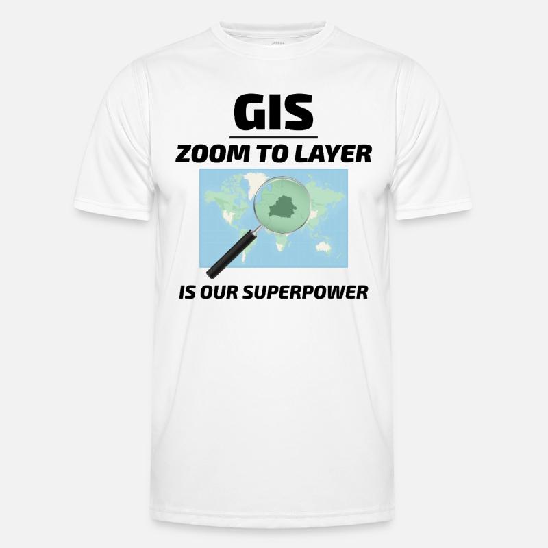GIS Zoom to Layer Mapping Geospatial Tech Männer Funktions-T-Shirt