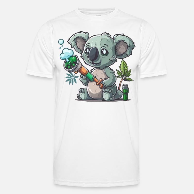 Koala che soffia bong Maglietta sportiva per uomo