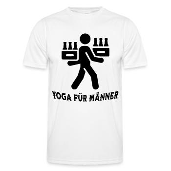 Yoga Für Männer Lustiges Motiv Bier Mann T-Shirt - Männer Funktions-T-Shirt - Weiß - Vorne - AI Model Male 178 dark (178cm)