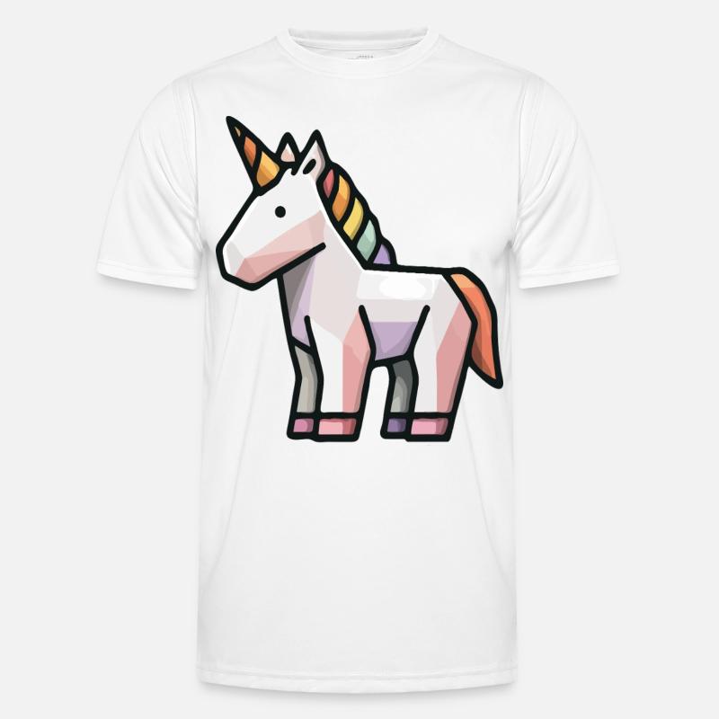 Geometrisches Einhorn – Low Poly Fantasy Tierkunst Männer Funktions-T-Shirt