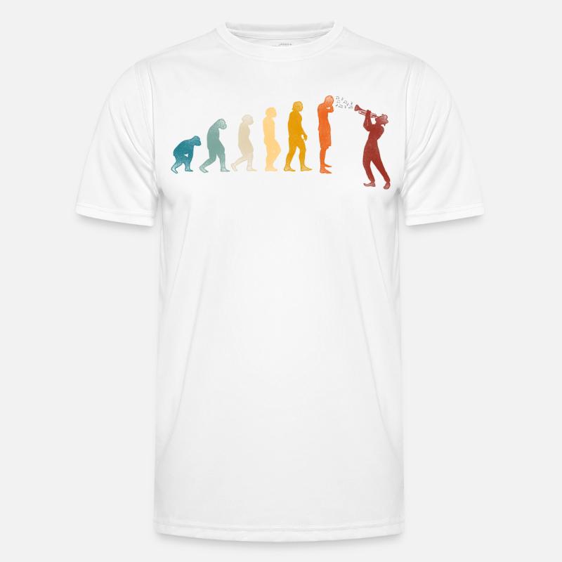 Trumpet Player Evolution Retro - Männer Funktions-T-Shirt - Weiß