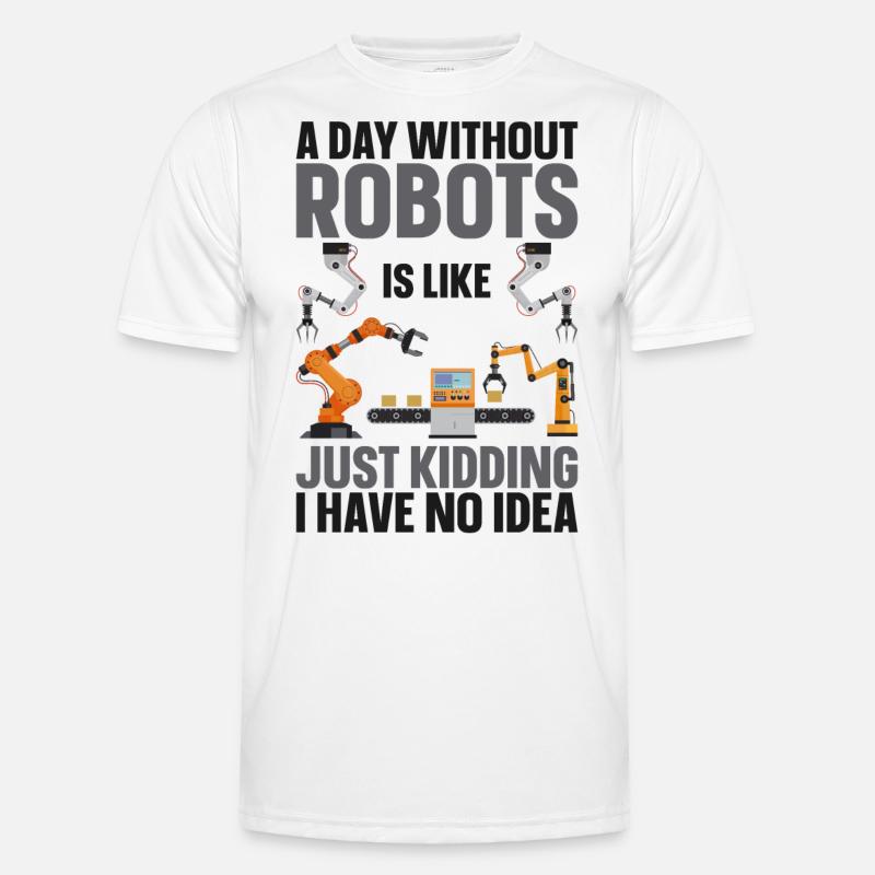 Robot Robotics Engineer A Day - Männer Funktions-T-Shirt - Weiß