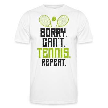 Funny Tennis Player Racket Sorry. - Men's Functional T-Shirt - white - Front - AI Model Male 178 dark (178cm)