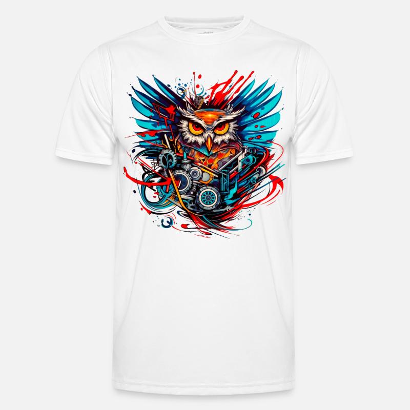 Motor-Eule - Männer Funktions-T-Shirt - Weiß