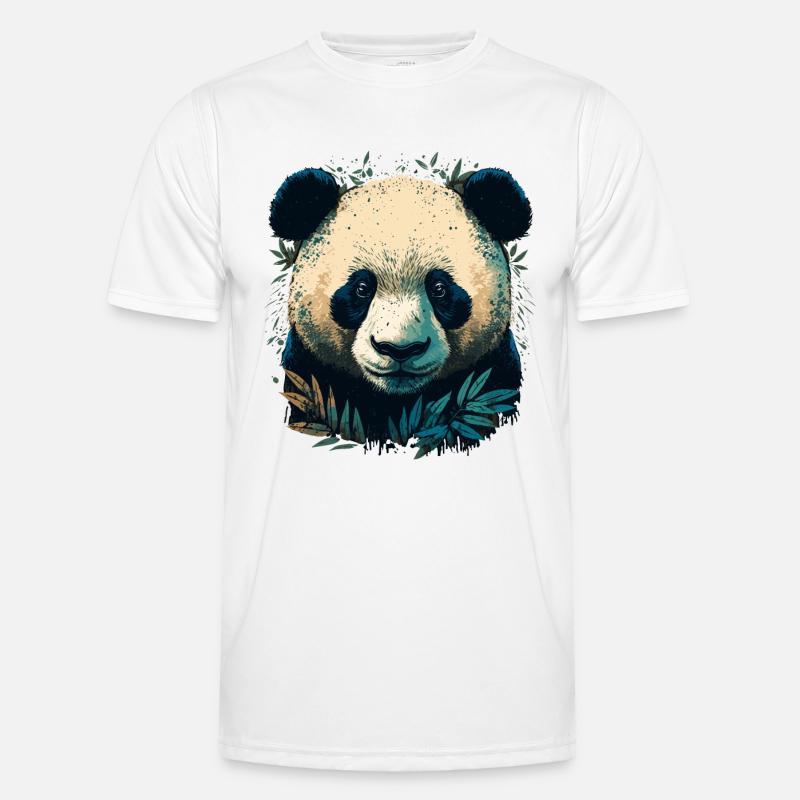 Panda with Bamboo Leaths - Men's Functional T-Shirt - white
