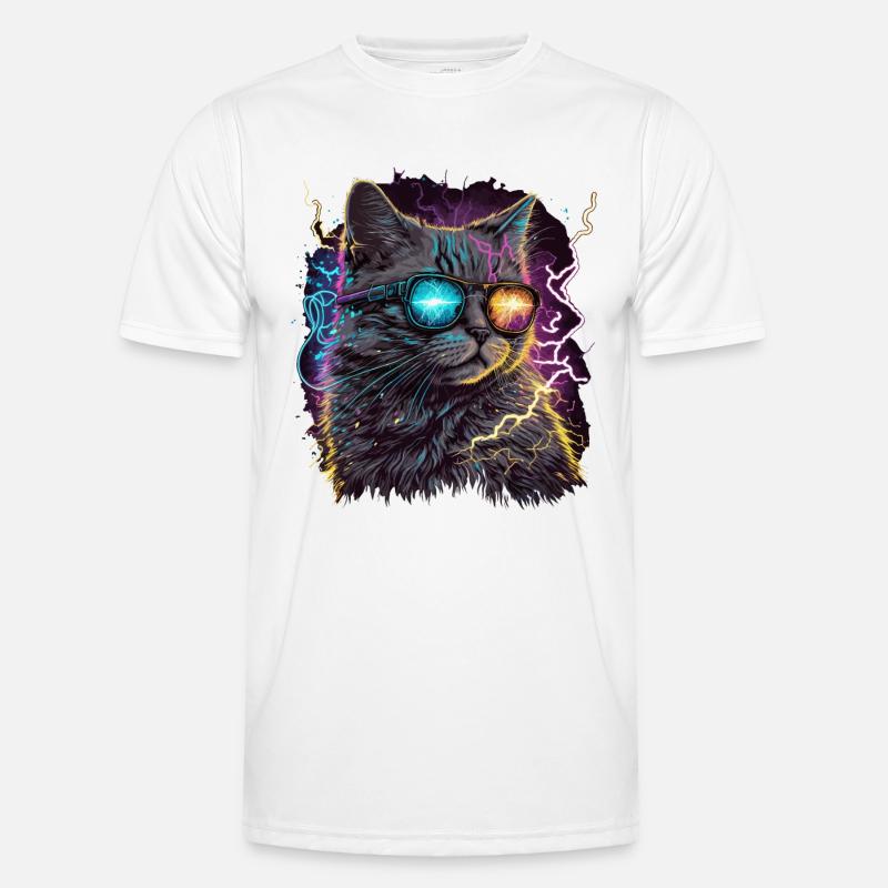Vaperwave Thunder Storm Cat T-shirt sport Homme