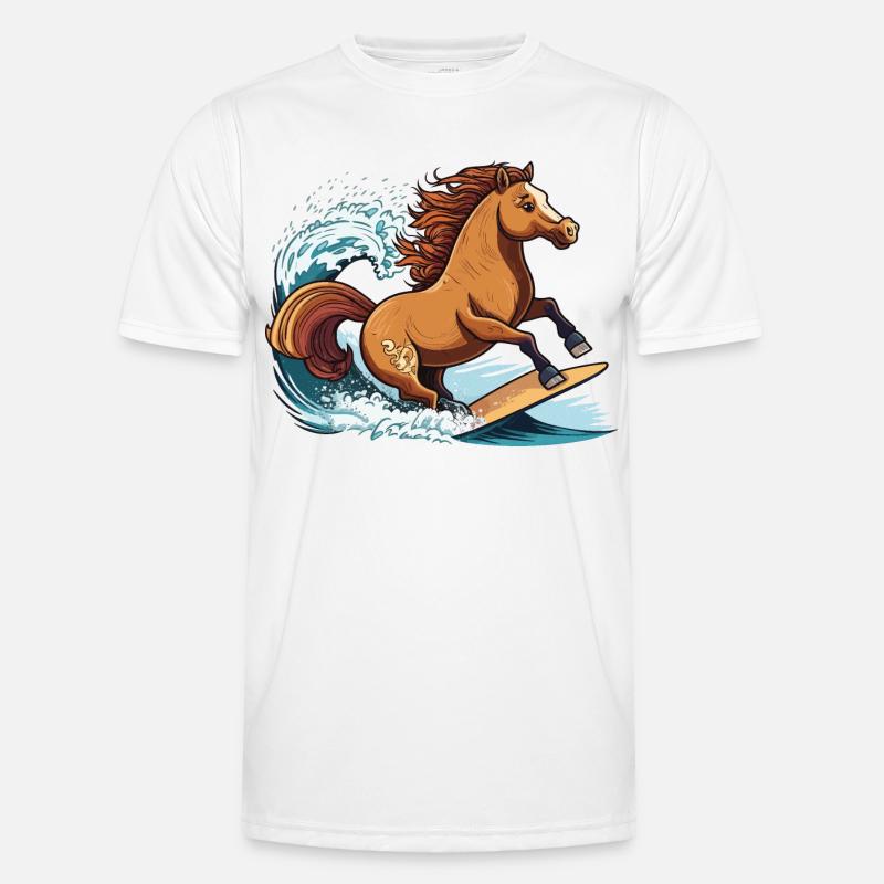 Surfendes Pferd - Männer Funktions-T-Shirt - Weiß