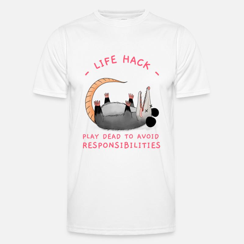 Play Dead To Avoid Responsibilities, Funny Opossum Männer Funktions-T-Shirt