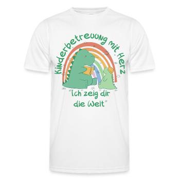 Kinderbetreuung mit Herz - Ich zeig dir die Welt - Männer Funktions-T-Shirt - Weiß - Vorne - AI Model Male 178 dark (178cm)