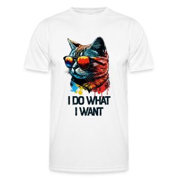 I Do What I Want Katze mit Sonnenbrille - Männer Funktions-T-Shirt - Weiß - Vorne - AI Model Male 178 dark (178cm)