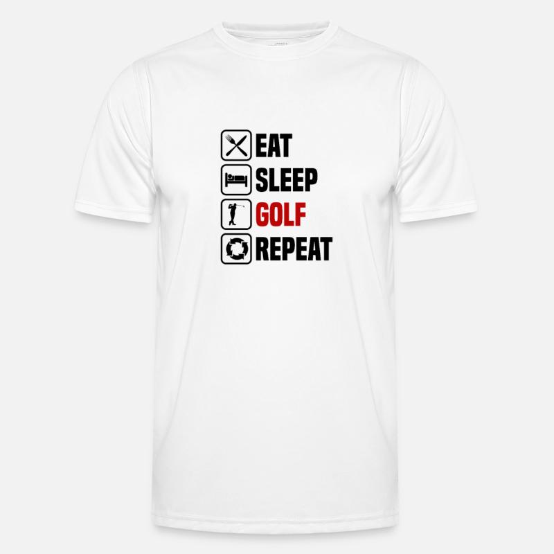 Eating, sleeping, golfing, repeating - Men's Functional T-Shirt - white