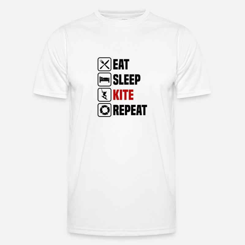 Eating, sleeping, kiting, repeating - Men's Functional T-Shirt - white