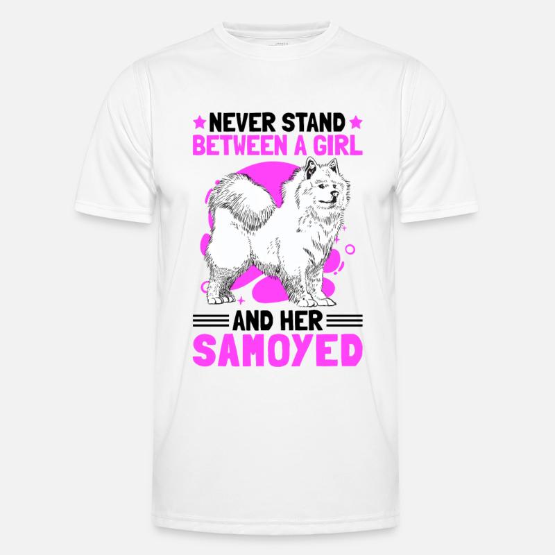 Mädchen mit Samojede Schlittenhund Besitzerin Männer Funktions-T-Shirt
