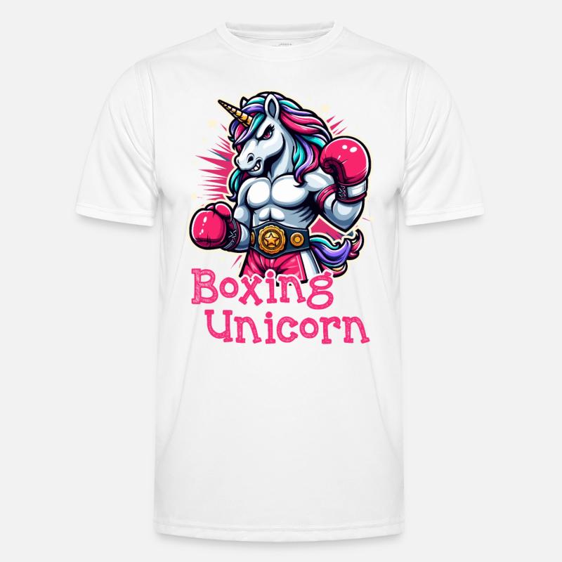 Boxen Einhorn - Männer Funktions-T-Shirt - Weiß