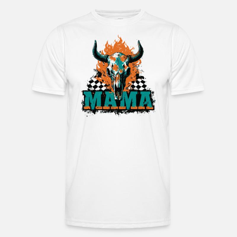 Halloween Mom Skull Flames Checkerboard Pattern Men's Functional T-Shirt