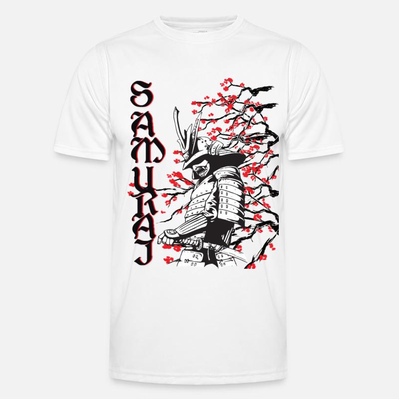Samurai with cherry blossoms Men's Functional T-Shirt