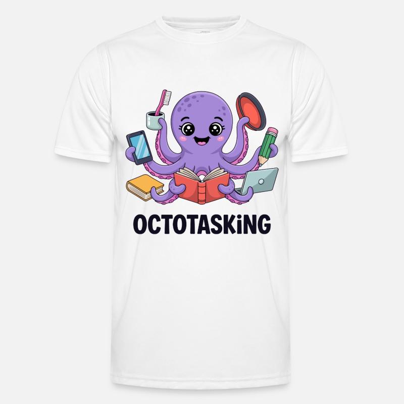 Octotasking Creature in Multitask Mode - Men's Functional T-Shirt - white