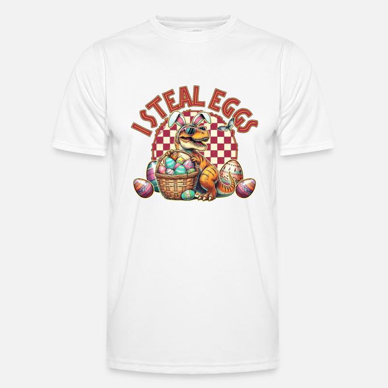 I Steal Eggs T Rex Easter Männer Funktions-T-Shirt