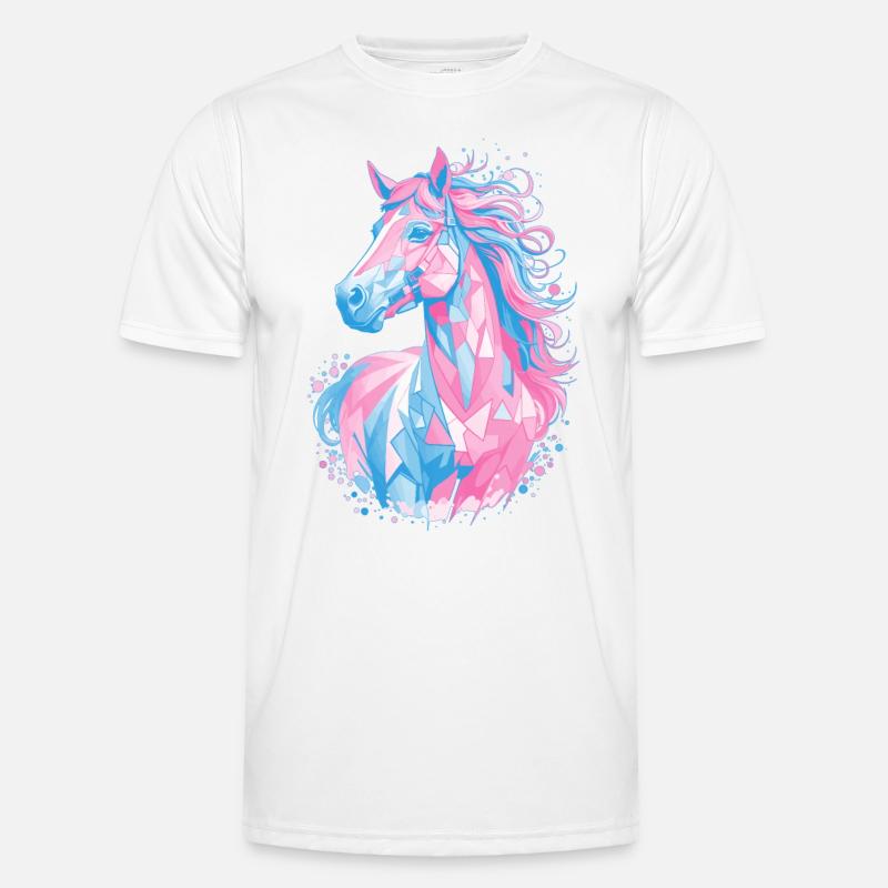 Süßes Pferdedesign - Bunte Pferde-Silhouette - Männer Funktions-T-Shirt - Weiß