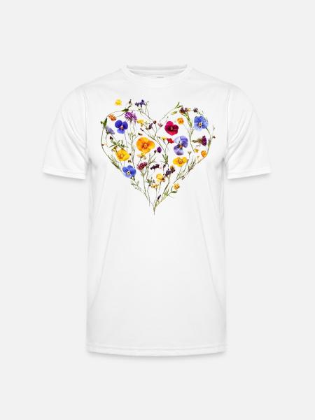 Heart of delicate blossoms - Spring-like - Men's Functional T-Shirt - white