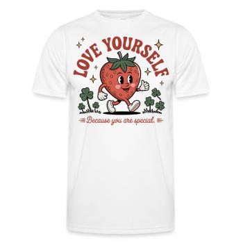 Love Yourself - Du bist besonders – Erdbeer-Shirt - Männer Funktions-T-Shirt - Weiß - Vorne - AI Model Male 178 dark (178cm)
