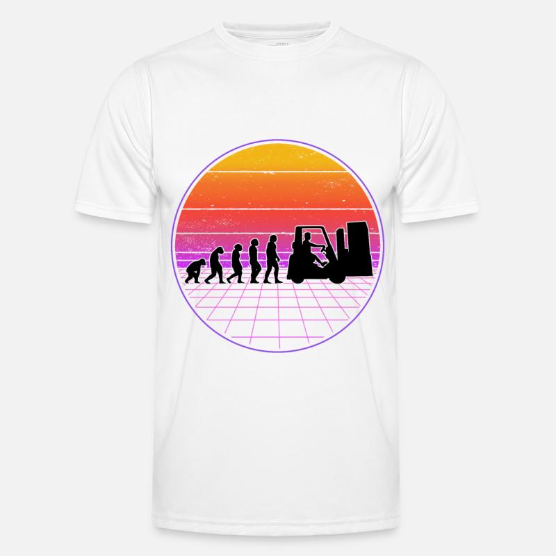 Staplerfahrer Evolution Vaporwave Gabelstapler - Männer Funktions-T-Shirt - Weiß