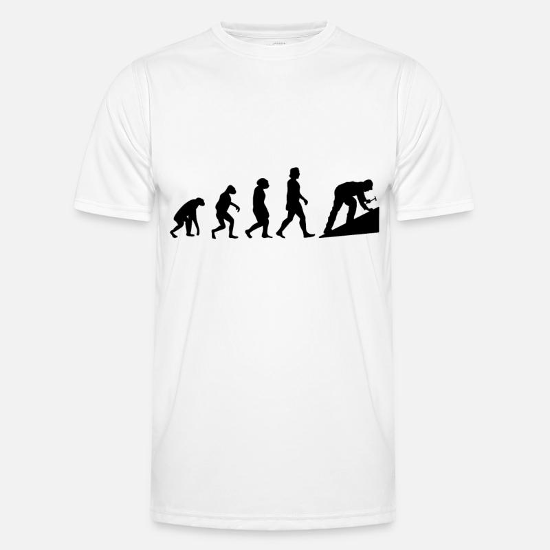 Dachdecker Evolution Hausdach Dachziegel Dach - Männer Funktions-T-Shirt - Weiß