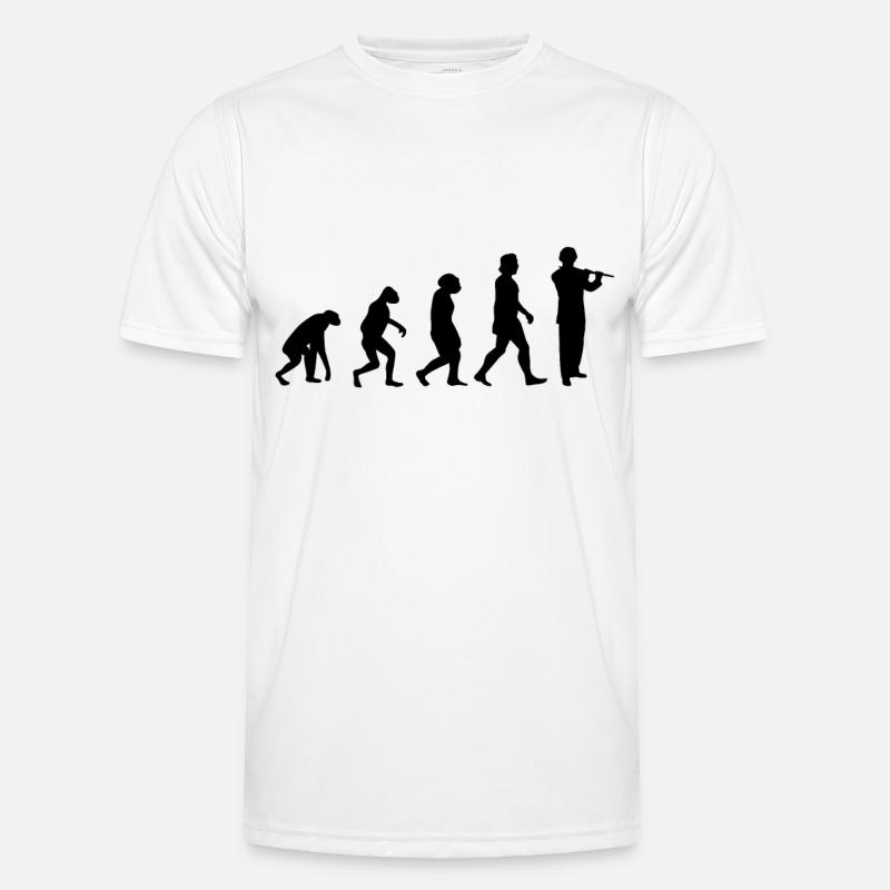 Flötist Evolution Querflöte Flöte - Männer Funktions-T-Shirt - Weiß