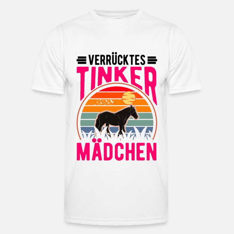 Verrücktes Tinker Mädchen Tinkerpferd - Männer Funktions-T-Shirt - Weiß