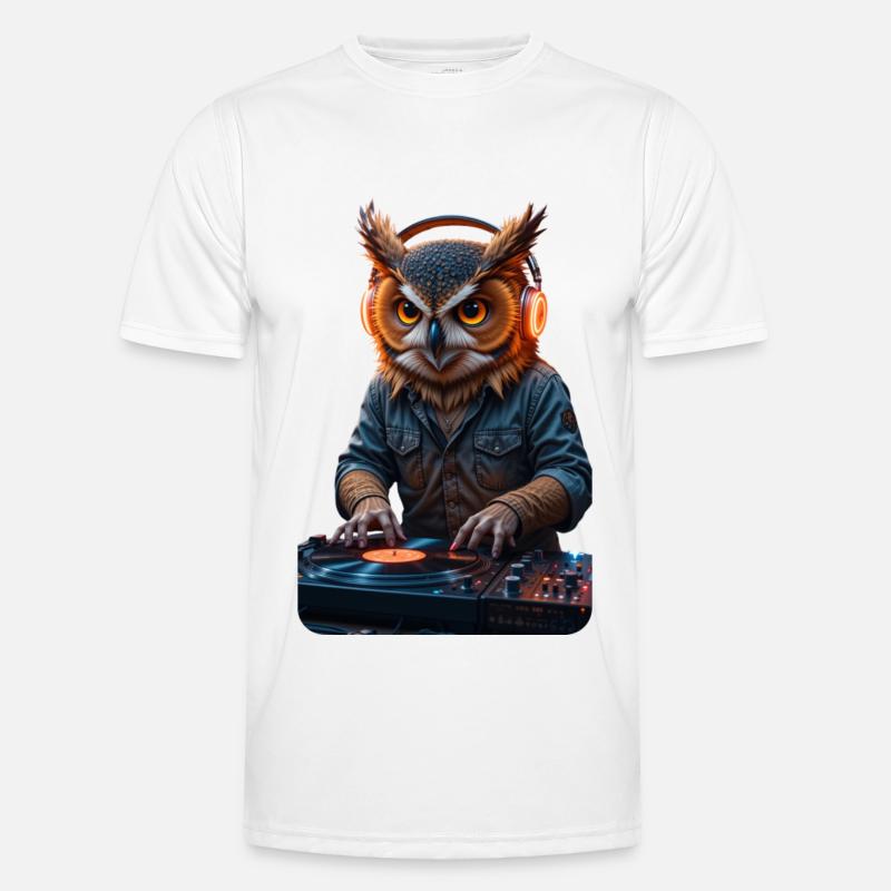 DJ Eule - Männer Funktions-T-Shirt - Weiß