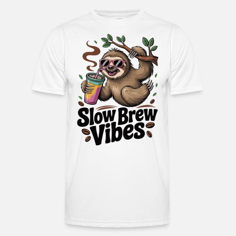 Slow Brew – Sloth Style - Men's Functional T-Shirt - white