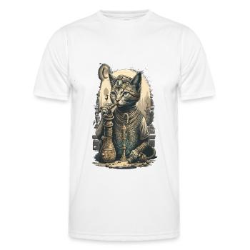 Egypt Cat Smoke with hookah Amazing Design - Männer Funktions-T-Shirt - Weiß - Vorne - AI Model Male 178 dark (178cm)