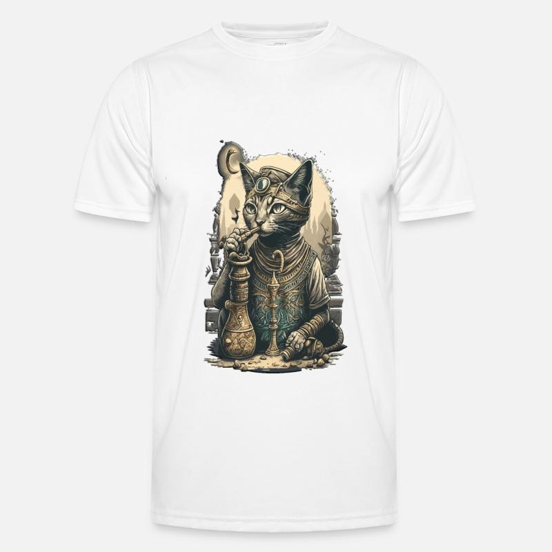 Egypt Cat Smoke with hookah Amazing Design Men's Functional T-Shirt