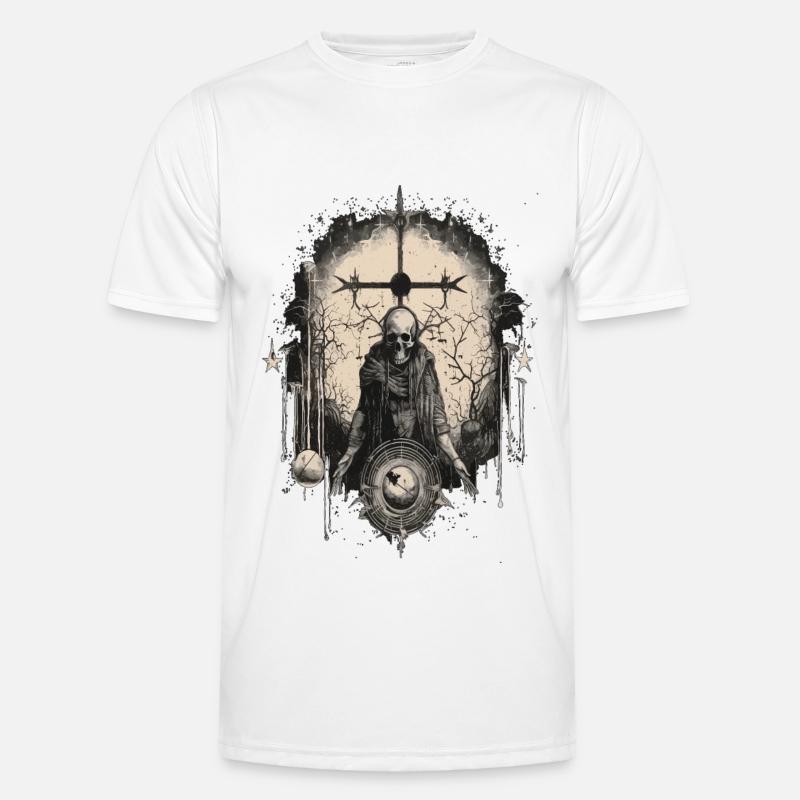 Gothic Witchcraft Ritual Darkness Skeleton Skull - Men's Functional T-Shirt - white