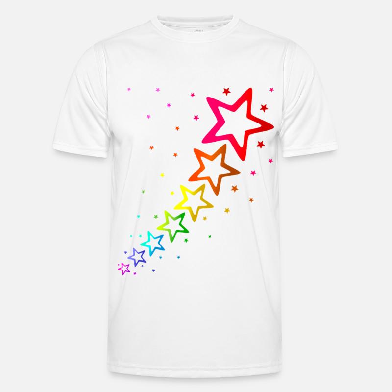 bunte Sterne Regenbogenfarben Männer Funktions-T-Shirt