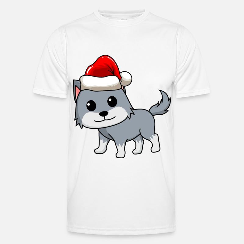 Wolf Comic Weihnachten Männer Funktions-T-Shirt