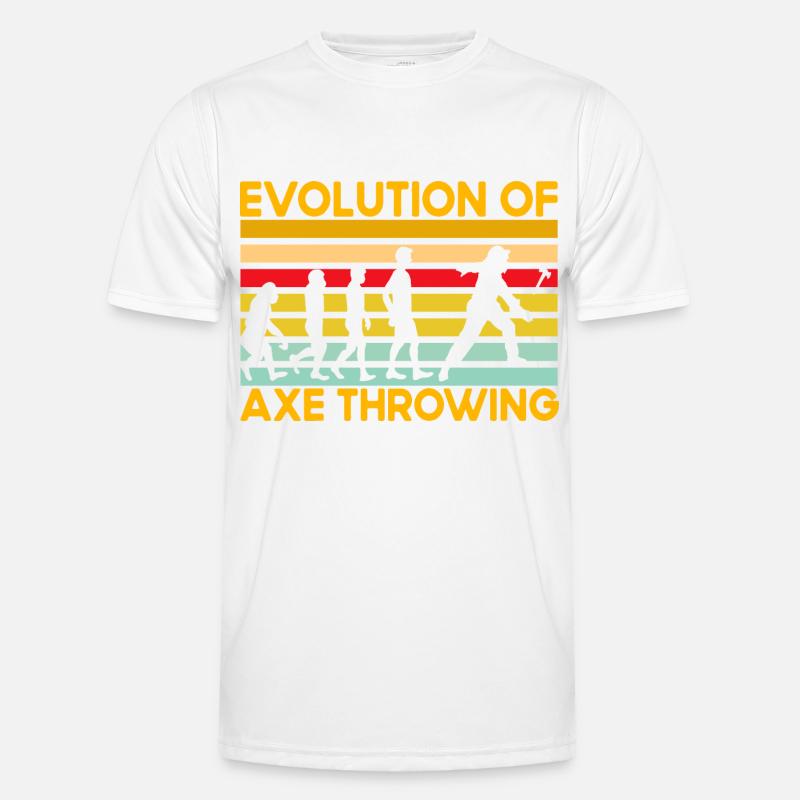 Evolution of Axe Throwing Männer Funktions-T-Shirt