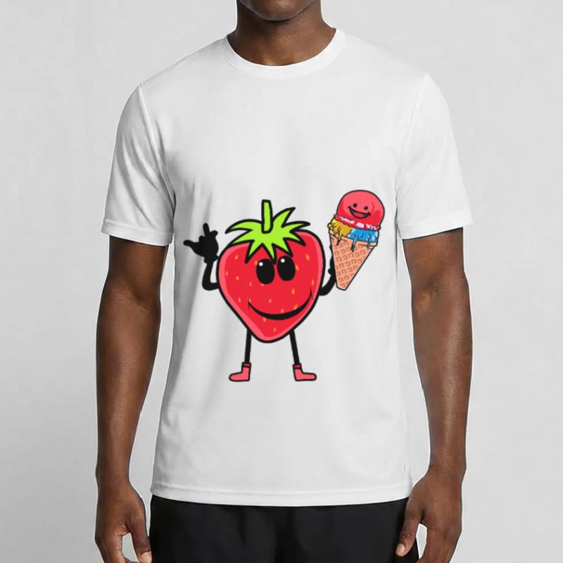 Erdbeerer Erdbeere Eis Eiscrem Eiskrem Kinder Männer Funktions-T-Shirt
