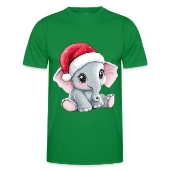 Elephant Christmas Cute Cute Christmassy - Men's Functional T-Shirt - kelly green - Front - AI Model Male 178 dark (178cm)