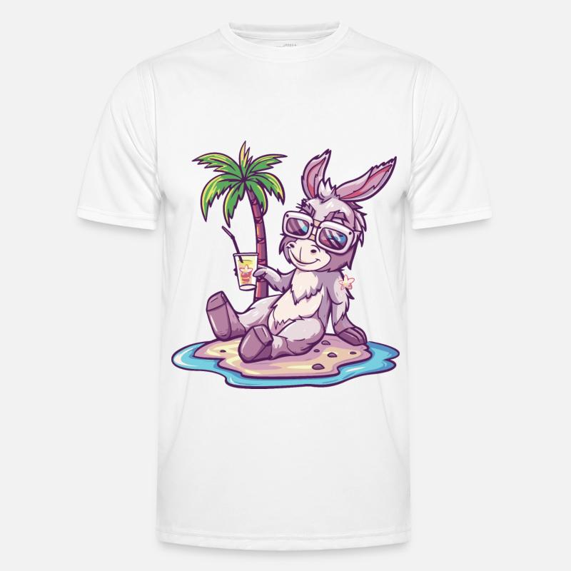 Esel Sommer Strand Comic - Männer Funktions-T-Shirt - Weiß