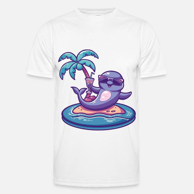Delfin Sommer Strand Comic - Männer Funktions-T-Shirt - Weiß