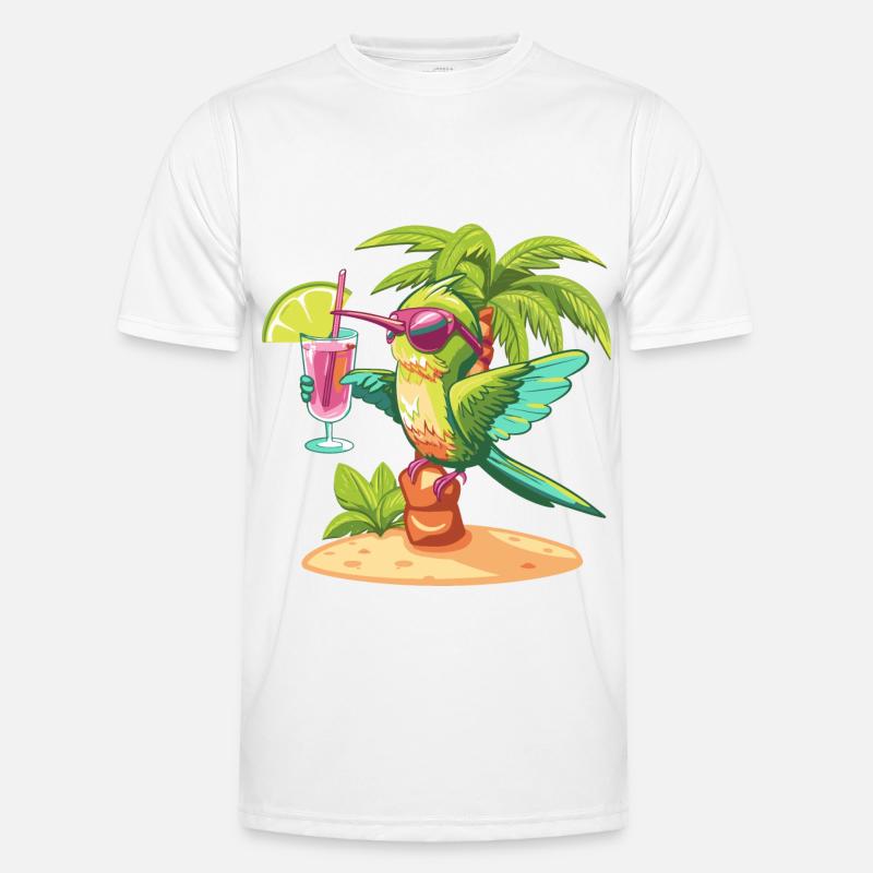 Kolibri Vogel Sommer Strand Comic - Männer Funktions-T-Shirt - Weiß