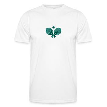Tennis de table, raquette de ping-pong et balle - T-shirt sport Homme - blanc - Devant - AI Model Male 178 dark (178cm)